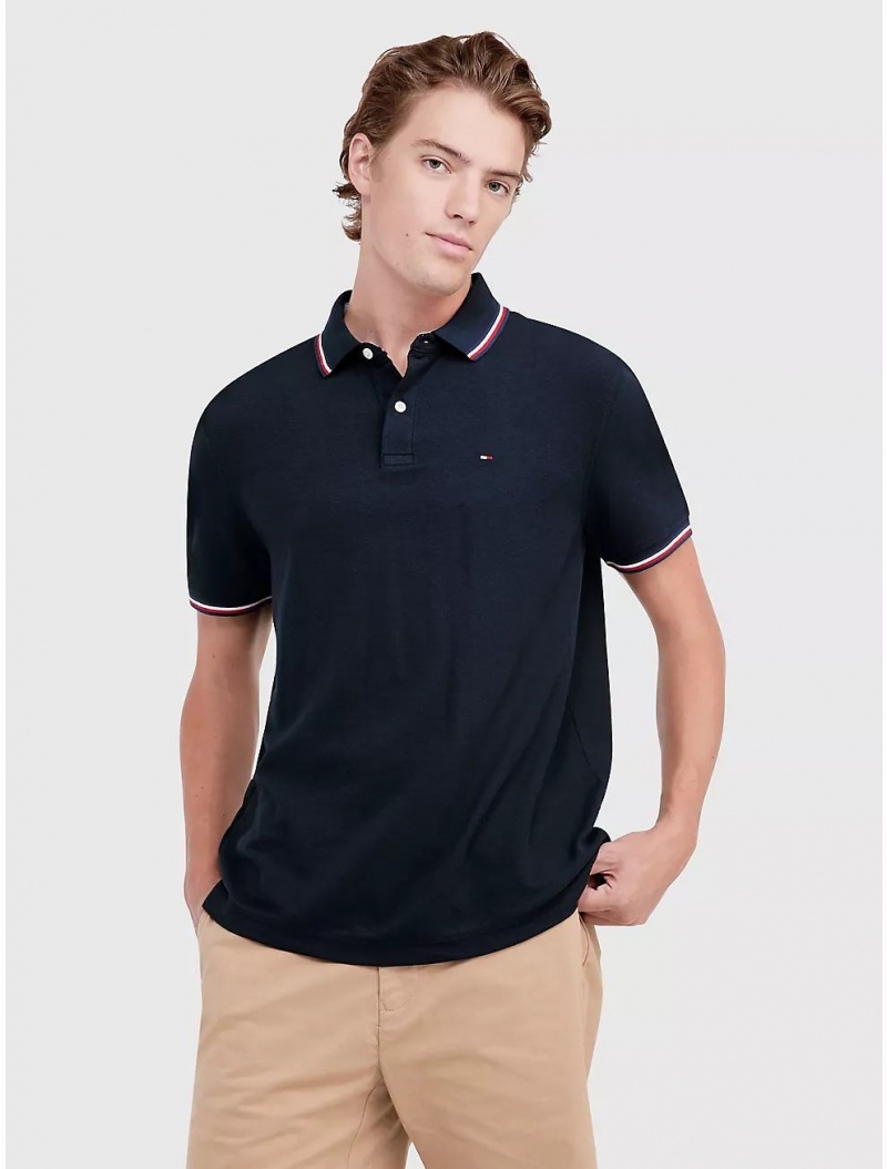 Tommy Hilfiger Regular Fit Tipped Polo Polos Desert Sky | 5087-OCBPJ