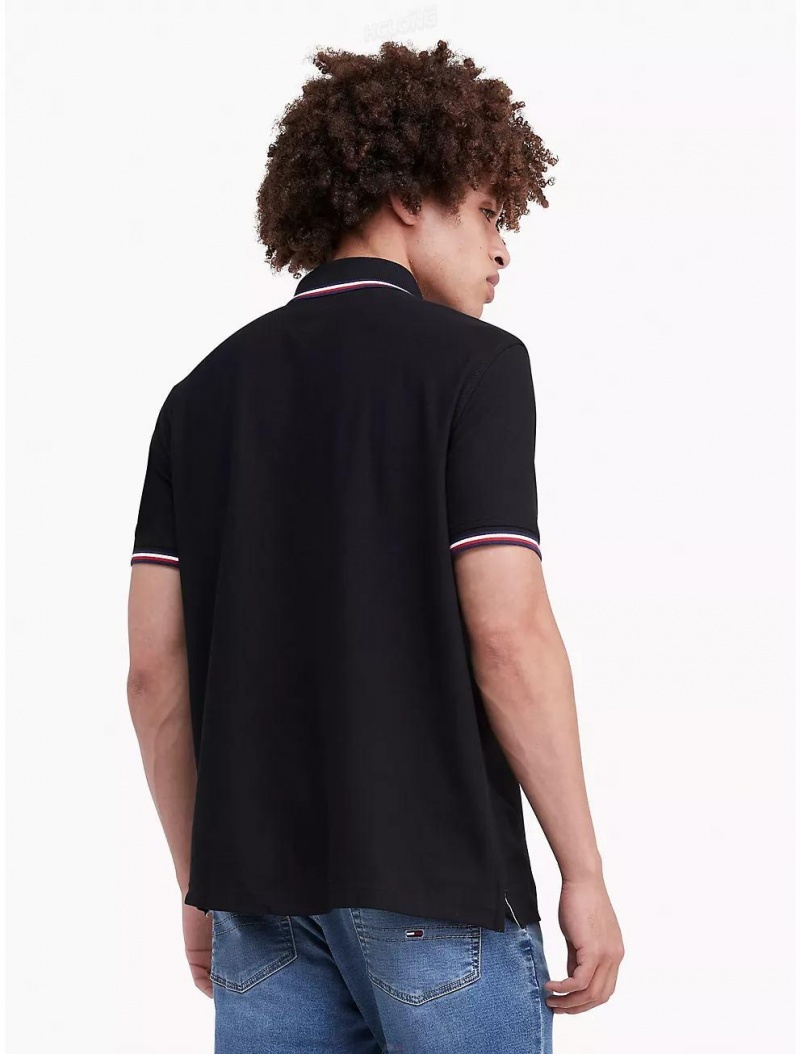 Tommy Hilfiger Regular Fit Tipped Polo Polos Dark Sable | 0378-WZSYP