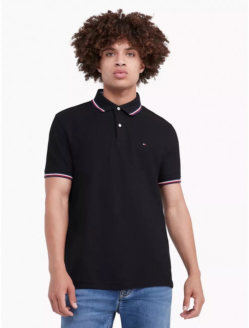 Tommy Hilfiger Regular Fit Tipped Polo Polos Dark Sable | 0378-WZSYP