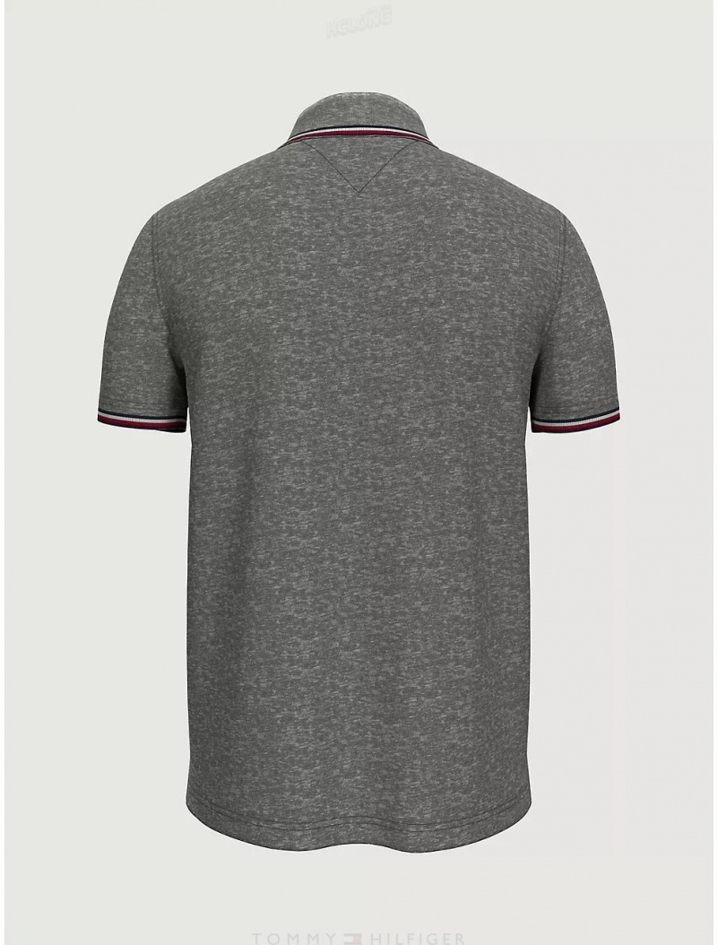 Tommy Hilfiger Regular Fit Tipped Polo Polos Charcoal Grey Heather | 1682-RBYUI