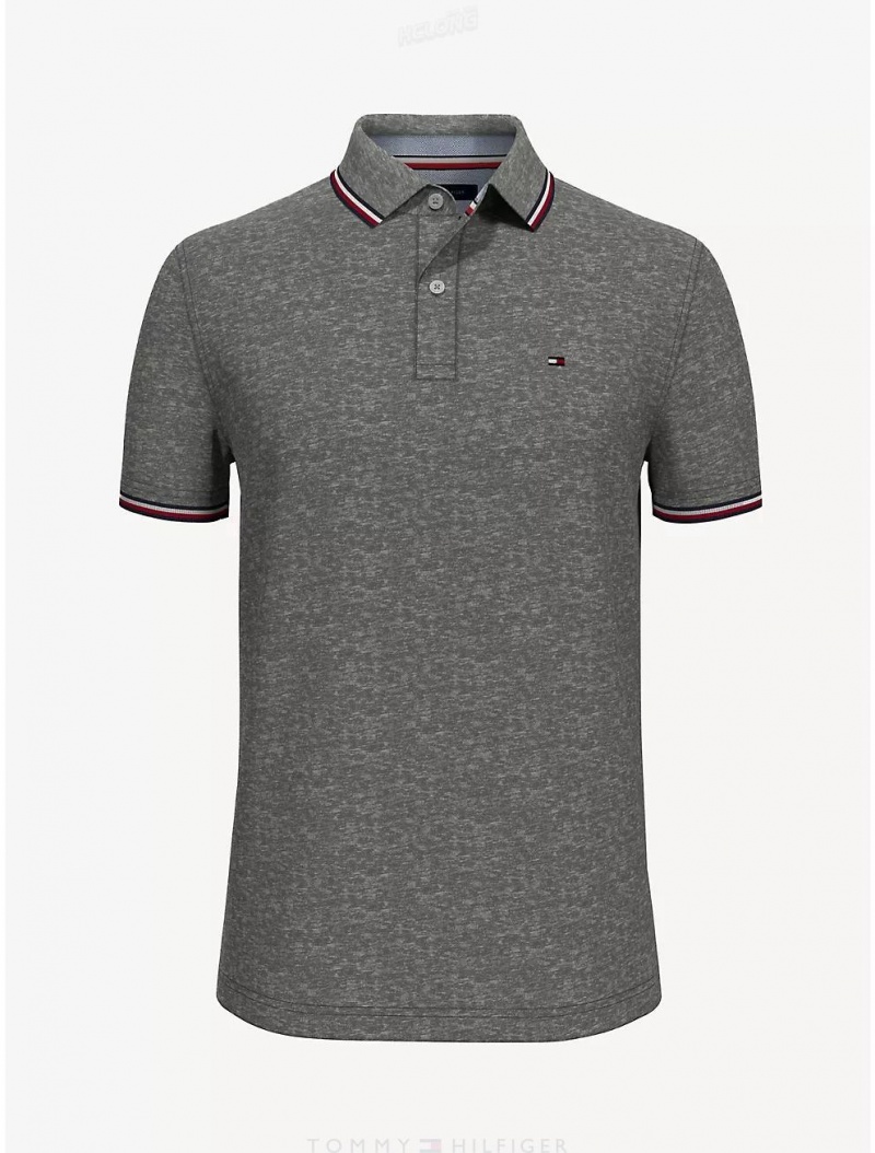 Tommy Hilfiger Regular Fit Tipped Polo Polos Charcoal Grey Heather | 1682-RBYUI