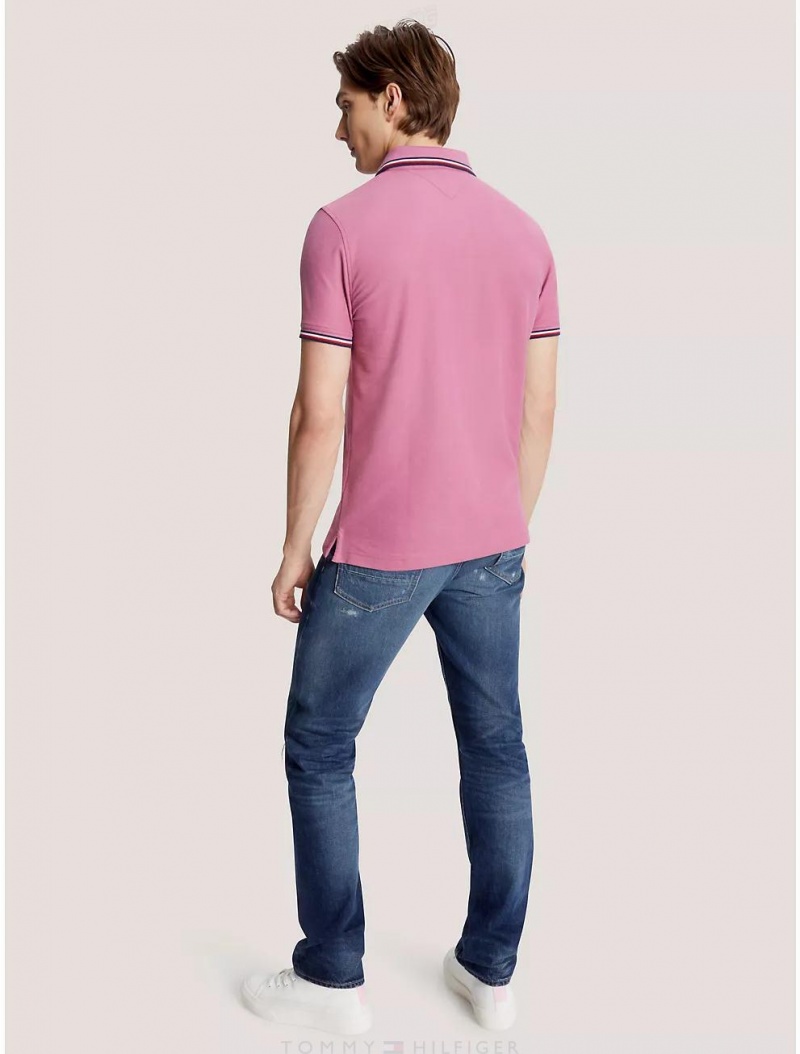 Tommy Hilfiger Regular Fit Tipped Polo Polos Rose Stain | 3068-FNTJW