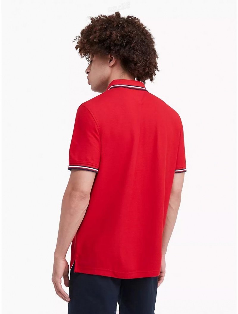 Tommy Hilfiger Regular Fit Tipped Polo Polos Primary Red | 6249-EJMXQ