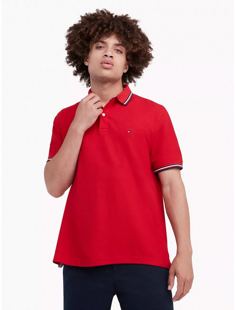 Tommy Hilfiger Regular Fit Tipped Polo Polos Primary Red | 6249-EJMXQ