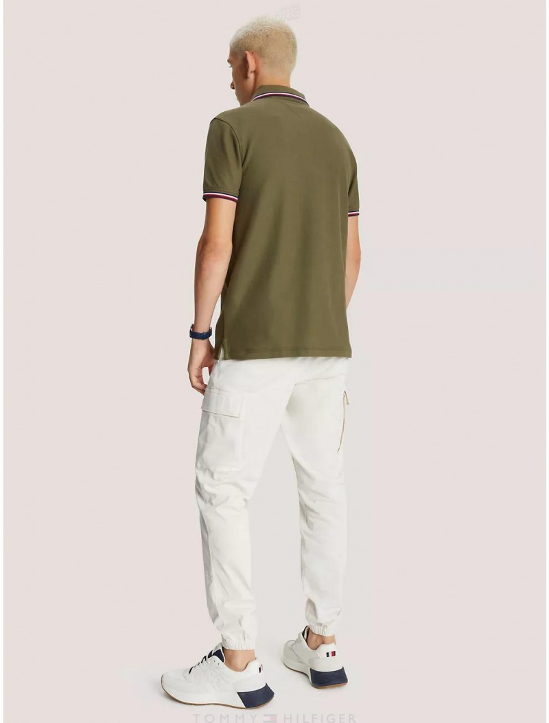 Tommy Hilfiger Regular Fit Tipped Polo Polos Army Green | 3094-DGZLU