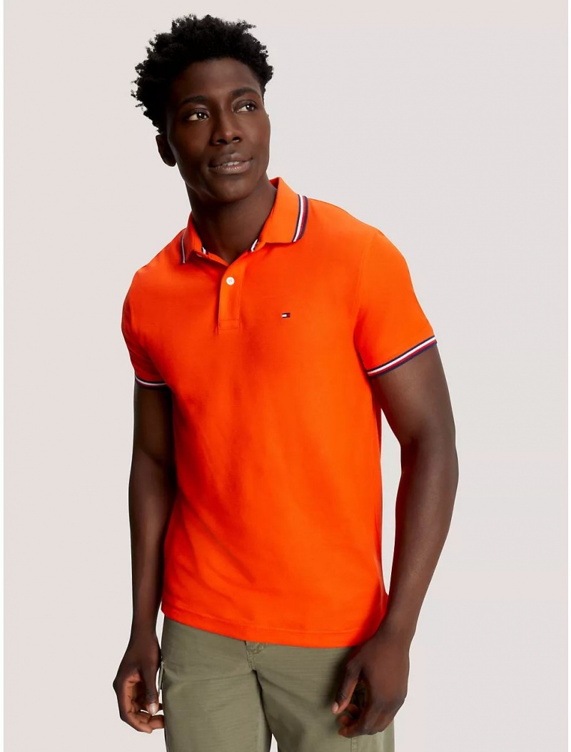 Tommy Hilfiger Regular Fit Tipped Polo Polos Acid Orange | 8612-GOFKX