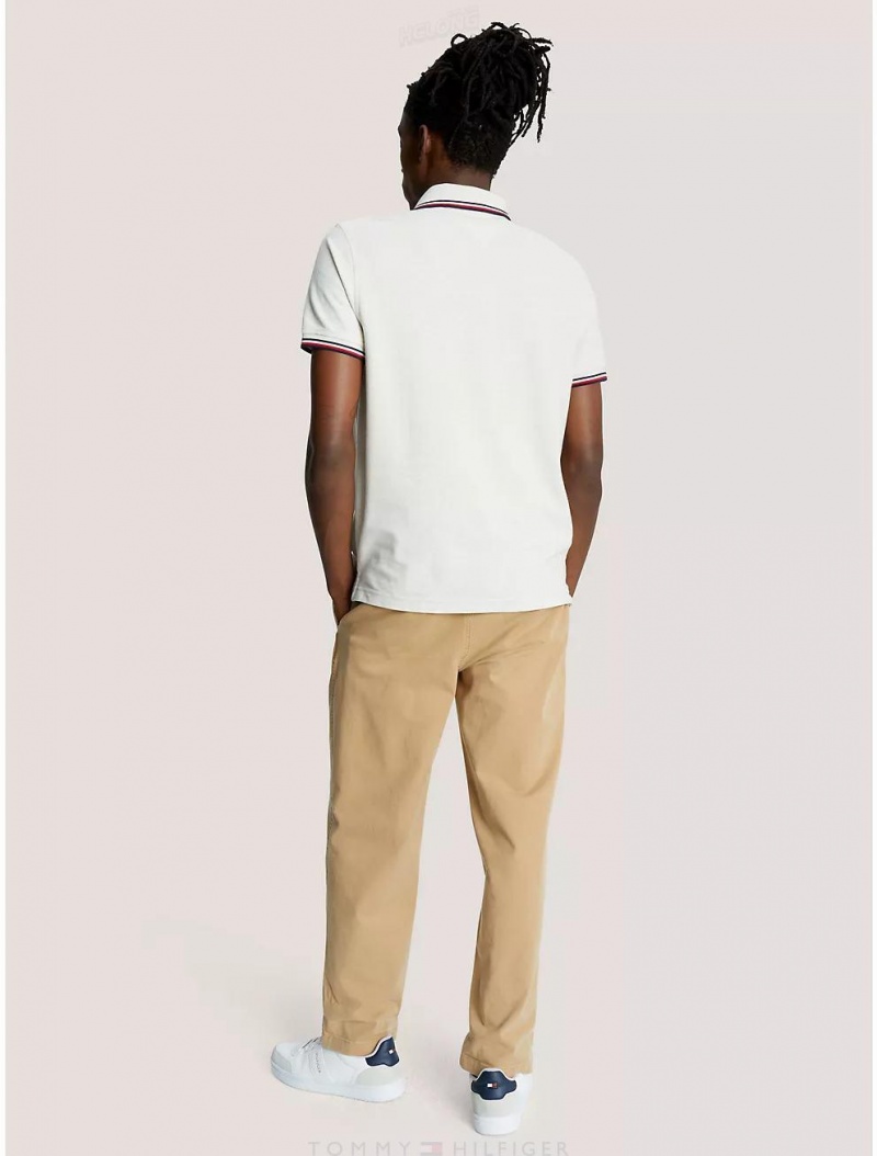 Tommy Hilfiger Regular Fit Tipped Polo Polos Beige Heather | 4185-BHVEA