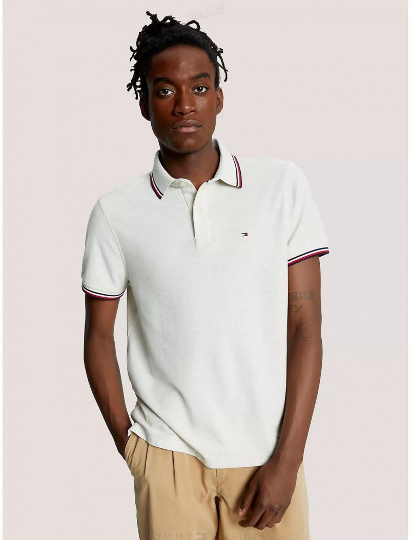 Tommy Hilfiger Regular Fit Tipped Polo Polos Beige Heather | 4185-BHVEA