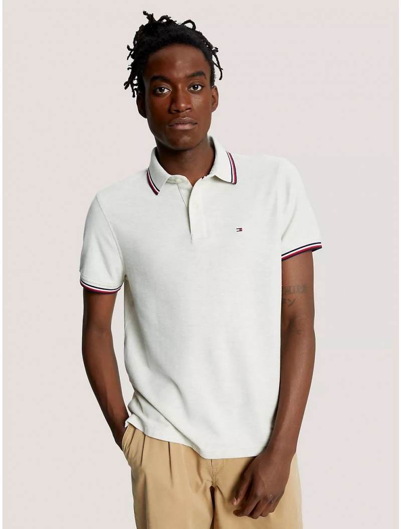 Tommy Hilfiger Regular Fit Tipped Polo Polos Beige Heather | 4185-BHVEA