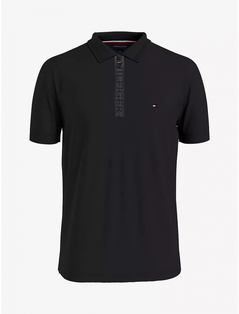 Tommy Hilfiger Regular Fit Zip Polo Polos Dark Sable | 5328-NBXOH