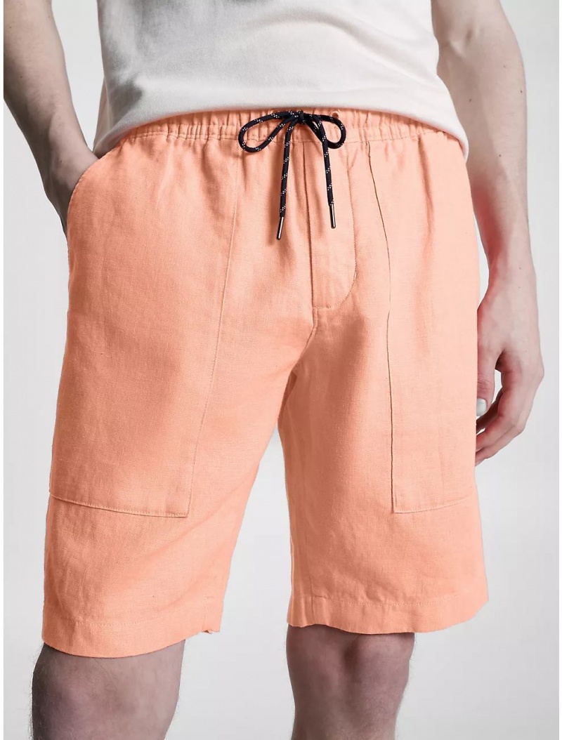 Tommy Hilfiger Relaxed Fit Linen Short Shorts Peach Dusk | 7358-ZRJEN