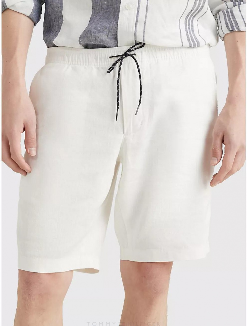 Tommy Hilfiger Relaxed Fit Solid Linen Short Shorts Weathered White | 7915-MYOGA