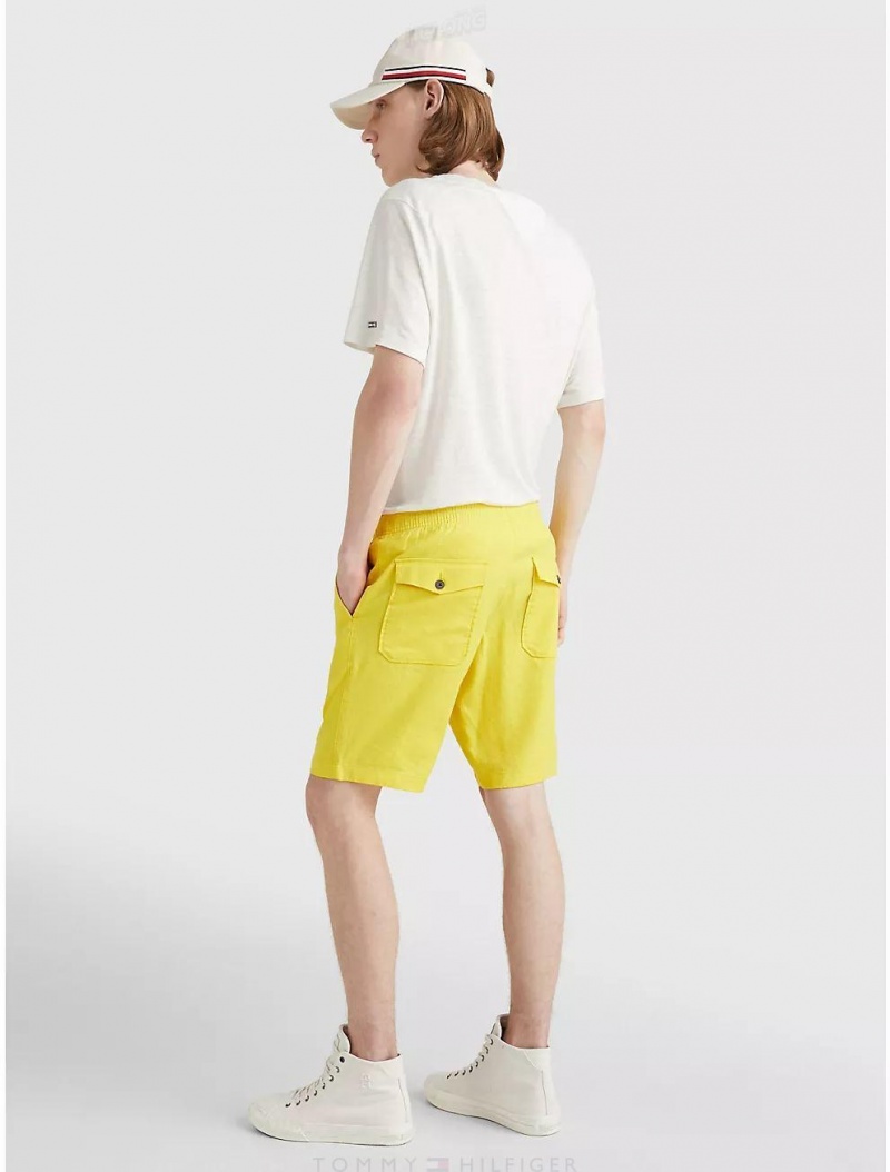 Tommy Hilfiger Relaxed Fit Solid Linen Short Pants & Shorts Vivid Yellow | 4729-HRKNO