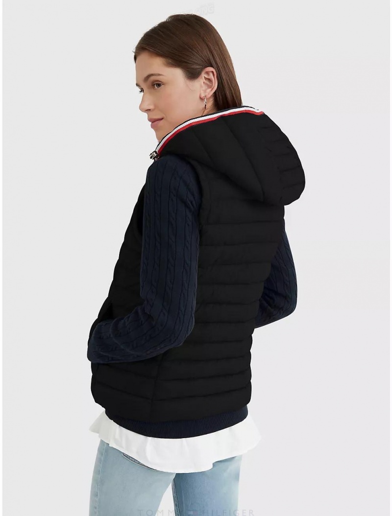 Tommy Hilfiger Removable Hood Puffer Vest Jackets Dark Sable | 2375-MWTYV