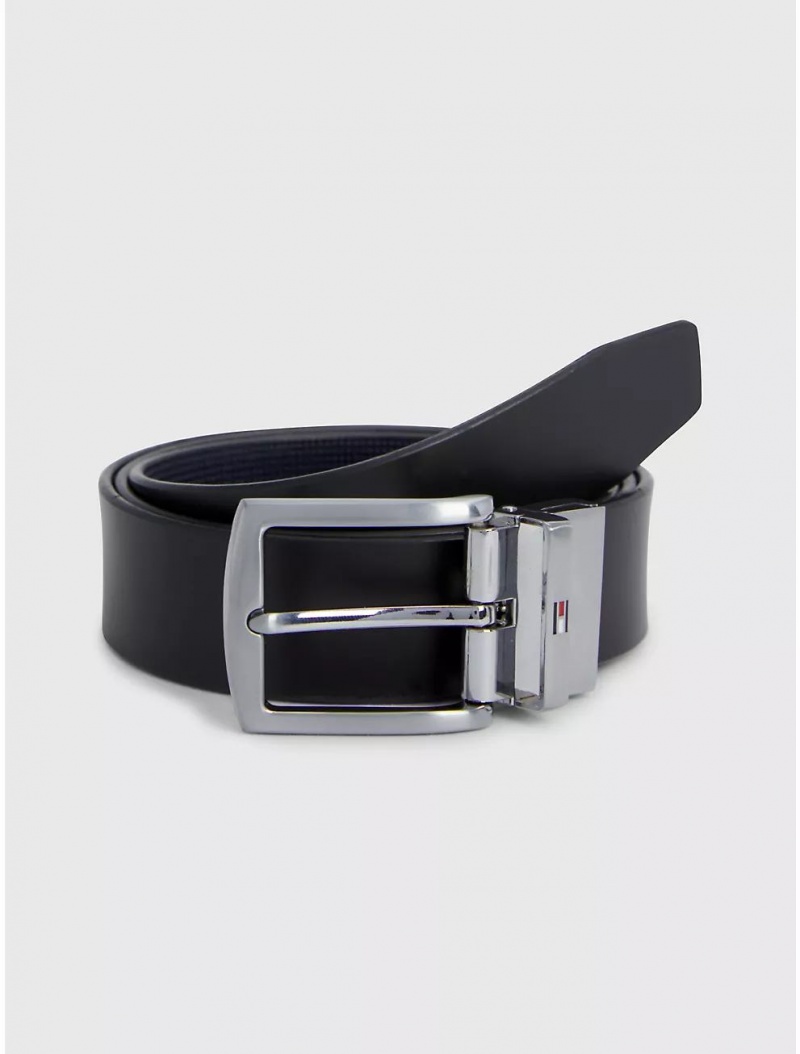 Tommy Hilfiger Reversible Leather Belt Belts Space Blue/Black | 3167-DJXEI