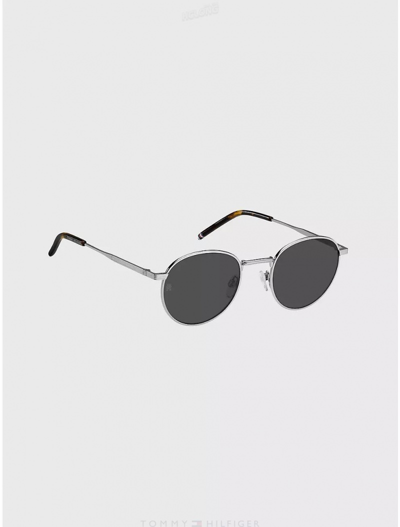 Tommy Hilfiger Round Frame Sunglasses Sunglasses Ruthenium | 6497-NIEGM