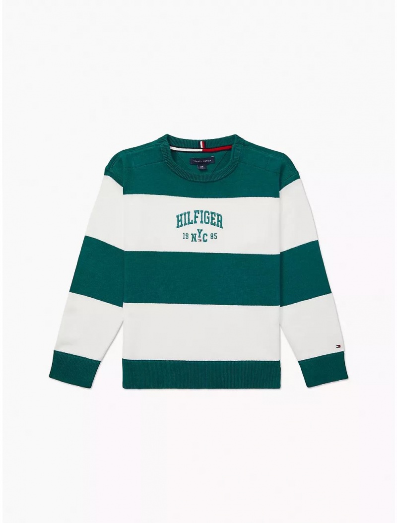 Tommy Hilfiger Rugby Stripe Sweater Tops Green Room | 1364-XPDZN