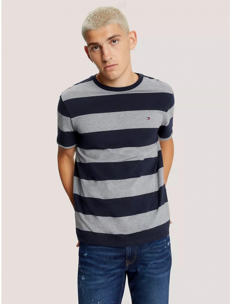 Tommy Hilfiger Rugby Stripe T-Shirt T-Shirts Desert Sky | 5681-CABMH