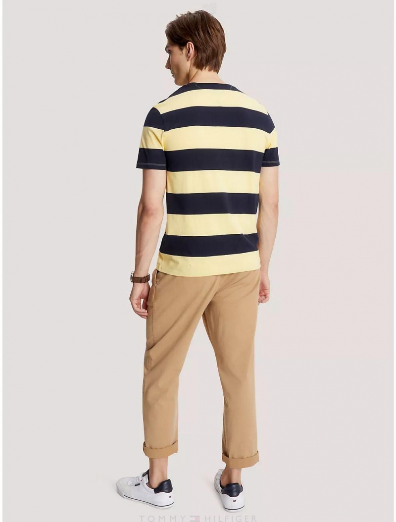 Tommy Hilfiger Rugby Stripe T-Shirt T-Shirts Broadway Lemon | 9730-DBJPV