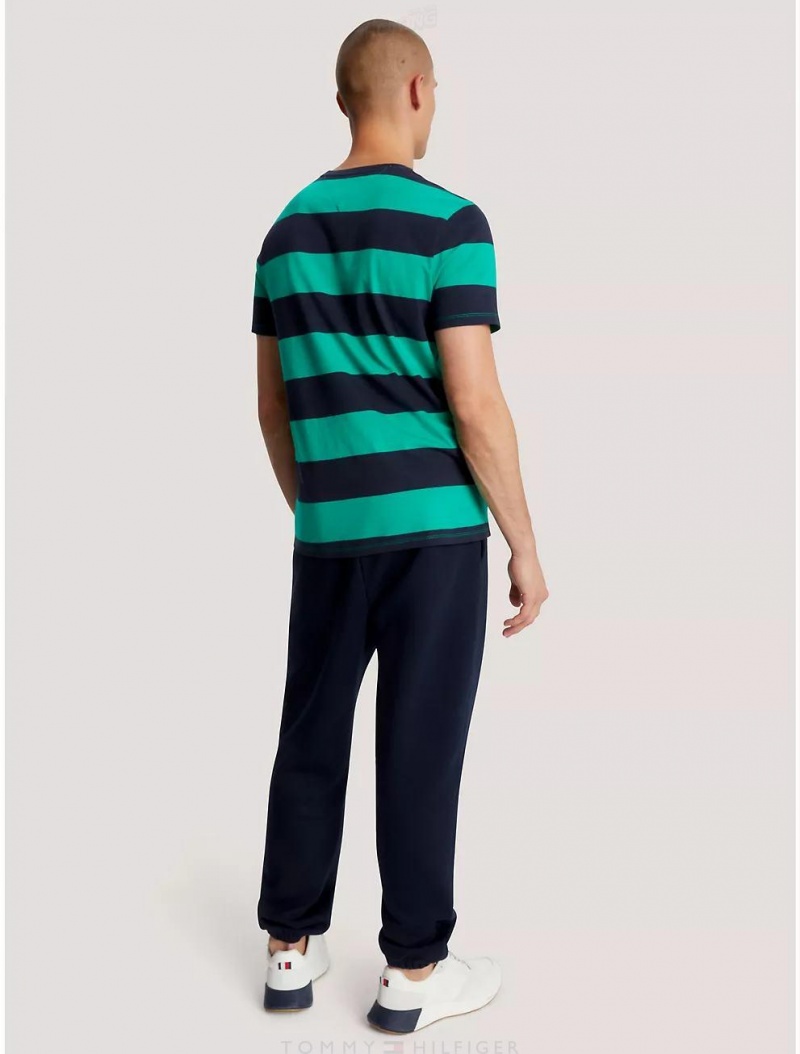 Tommy Hilfiger Rugby Stripe T-Shirt T-Shirts Courtside Green | 4275-LSKER