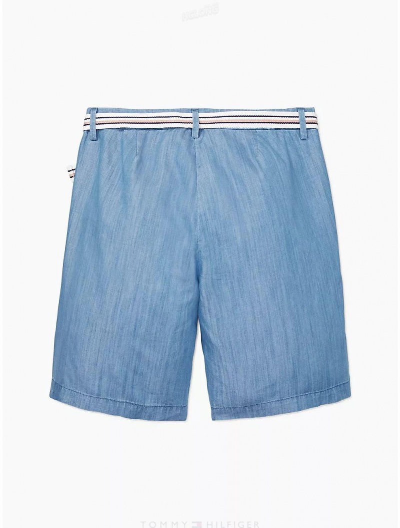 Tommy Hilfiger Seated Fit Chambray Chino Short Bottoms Medium Wash | 7951-FETYG