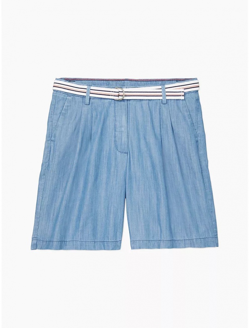 Tommy Hilfiger Seated Fit Chambray Chino Short Bottoms Medium Wash | 7951-FETYG