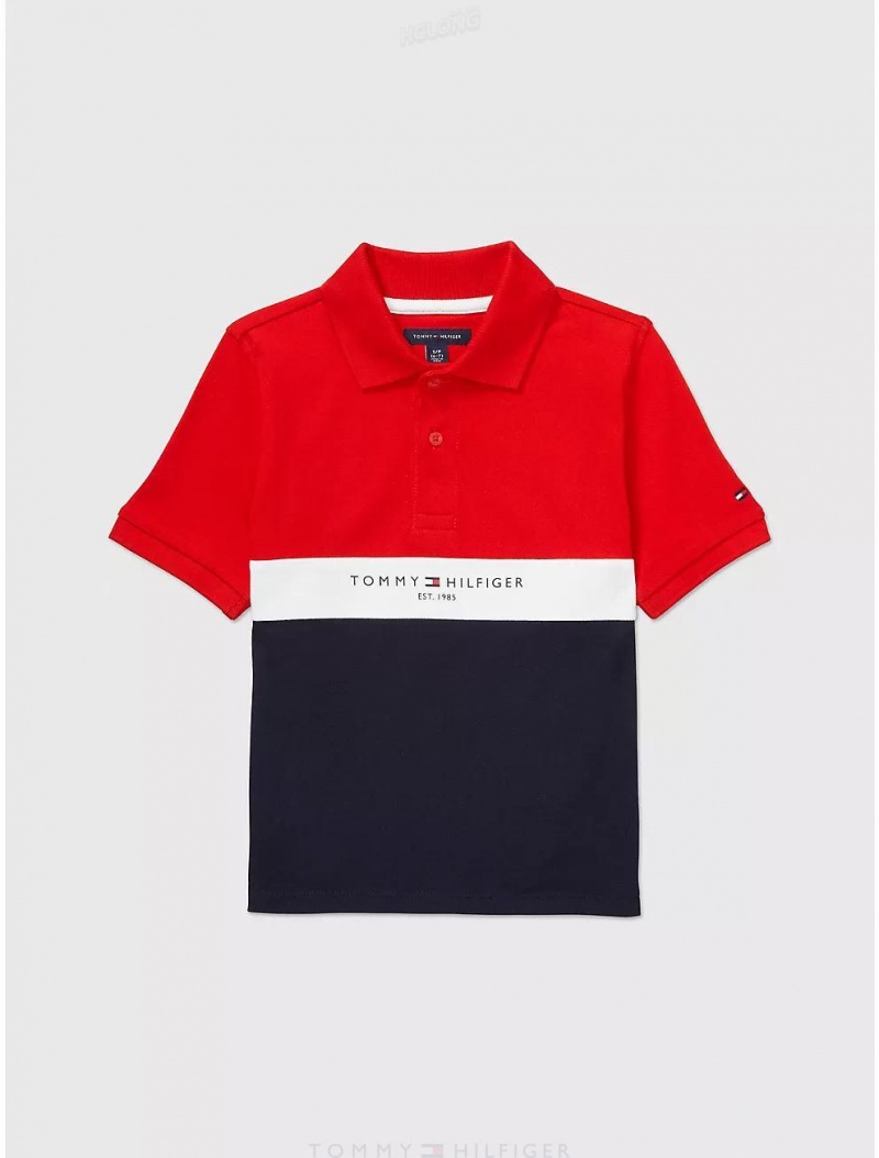 Tommy Hilfiger Seated Fit Flag Block Polo Tops Blush Red | 4501-RUQEF