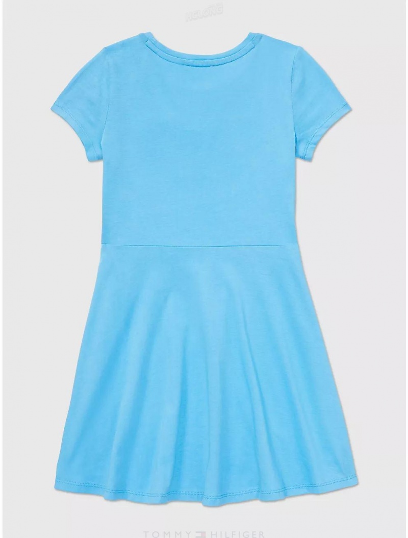 Tommy Hilfiger Seated Fit Signature Skater Dress Dresses & Skirts Signature Blue | 6129-XMPDK