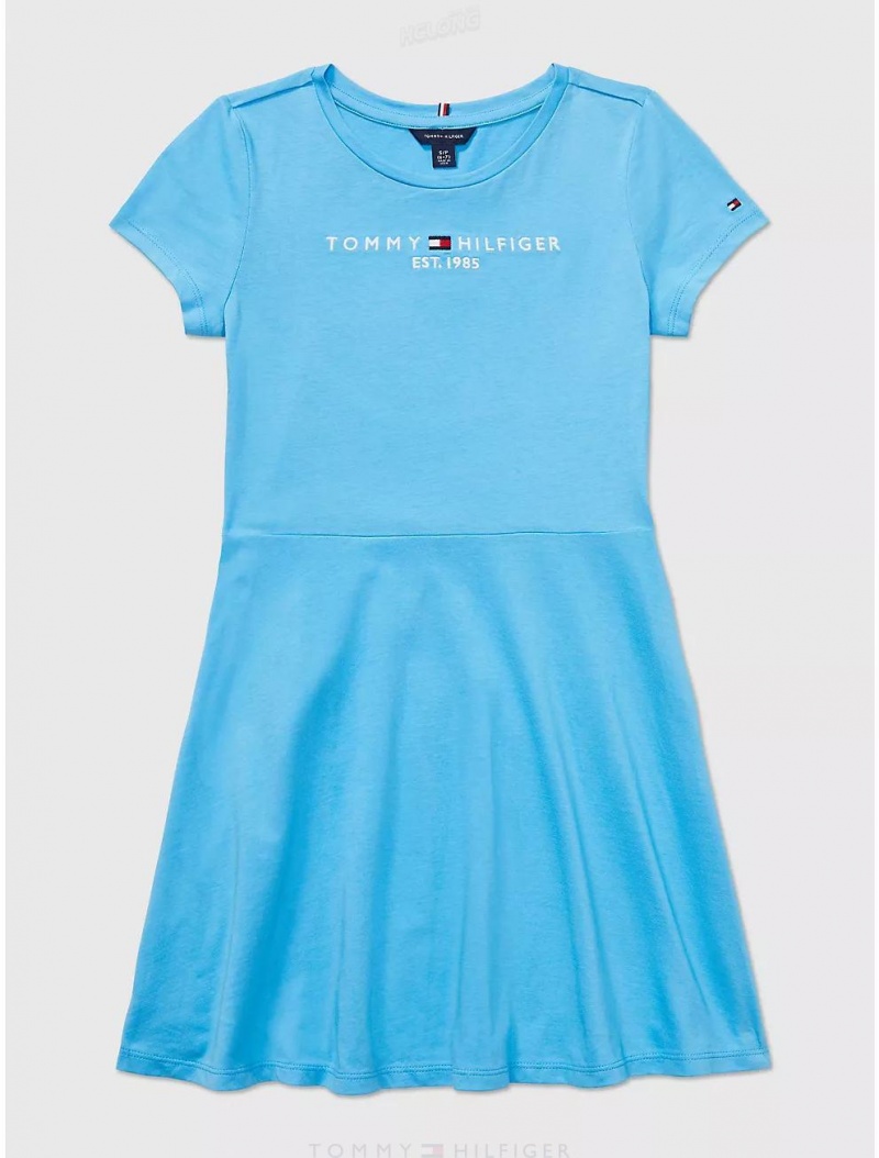 Tommy Hilfiger Seated Fit Signature Skater Dress Dresses & Skirts Signature Blue | 6129-XMPDK