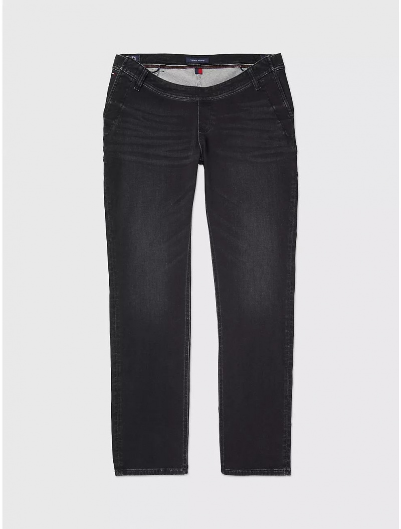 Tommy Hilfiger Seated Fit Straight Fit Jean Bottoms Black Denim | 2659-LQAZW