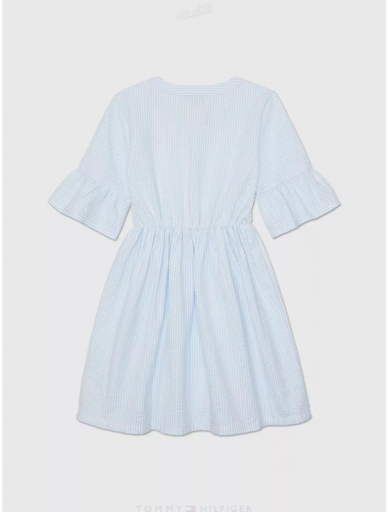 Tommy Hilfiger Seersucker Dress Dresses & Skirts Whimsical Blue | 8634-PVLJO