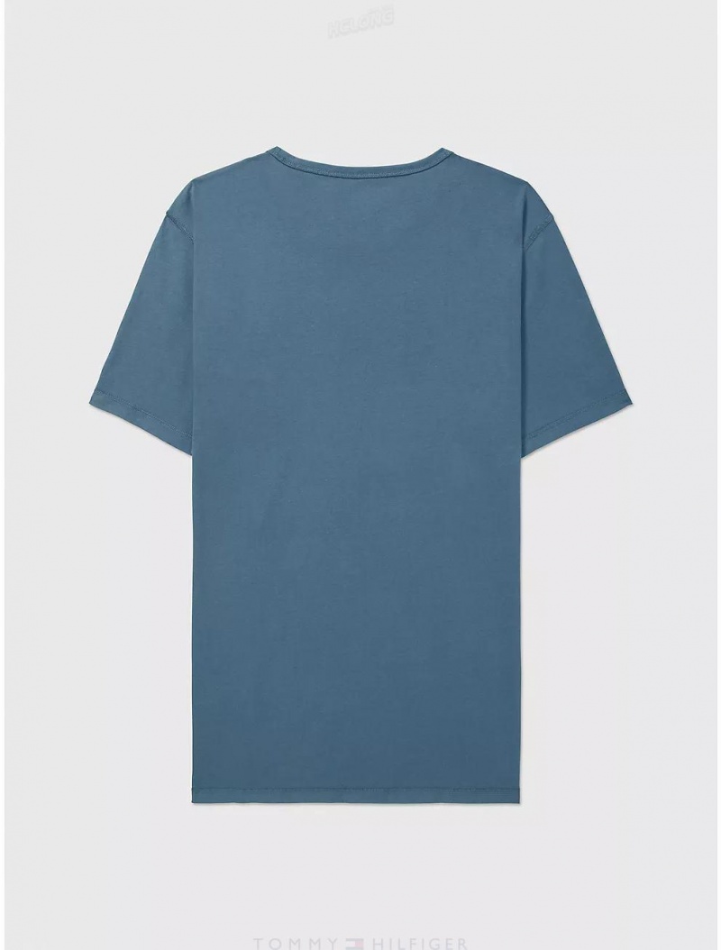 Tommy Hilfiger Sensory Chest Stripe T-Shirt Tops normandy blue | 2406-NYHJR