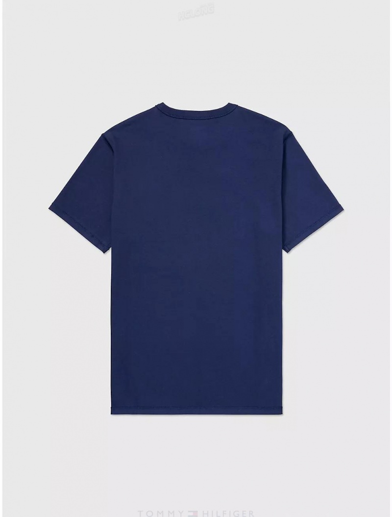 Tommy Hilfiger Sensory College T-Shirt Tops Cobalt Sapphire | 1508-SPIDZ