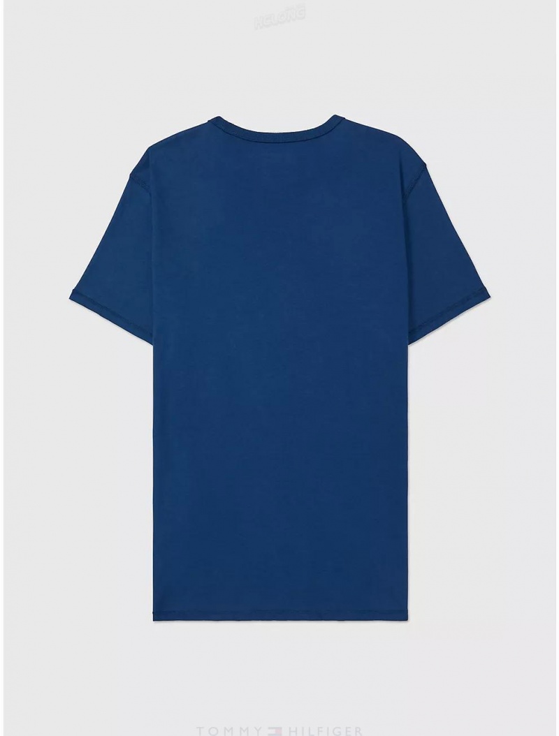 Tommy Hilfiger Sensory Logo T-Shirt Tops Blue Jean | 8973-BFNWD