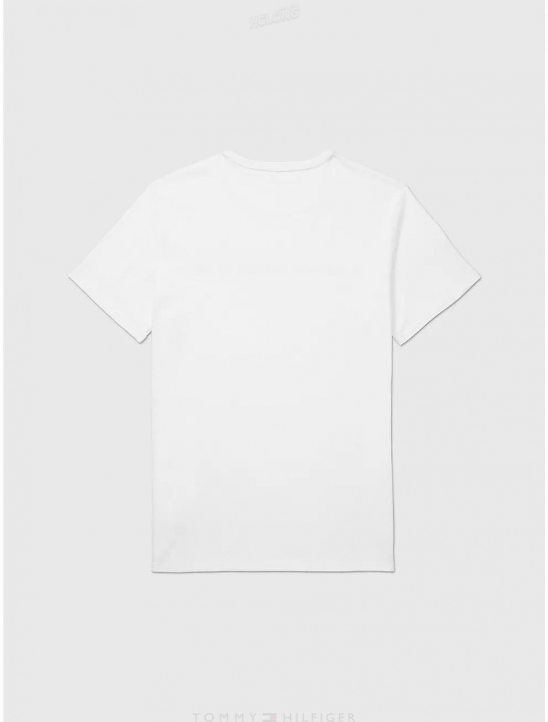 Tommy Hilfiger Sensory Logo T-Shirt Tops Bright White | 1694-OVXHQ