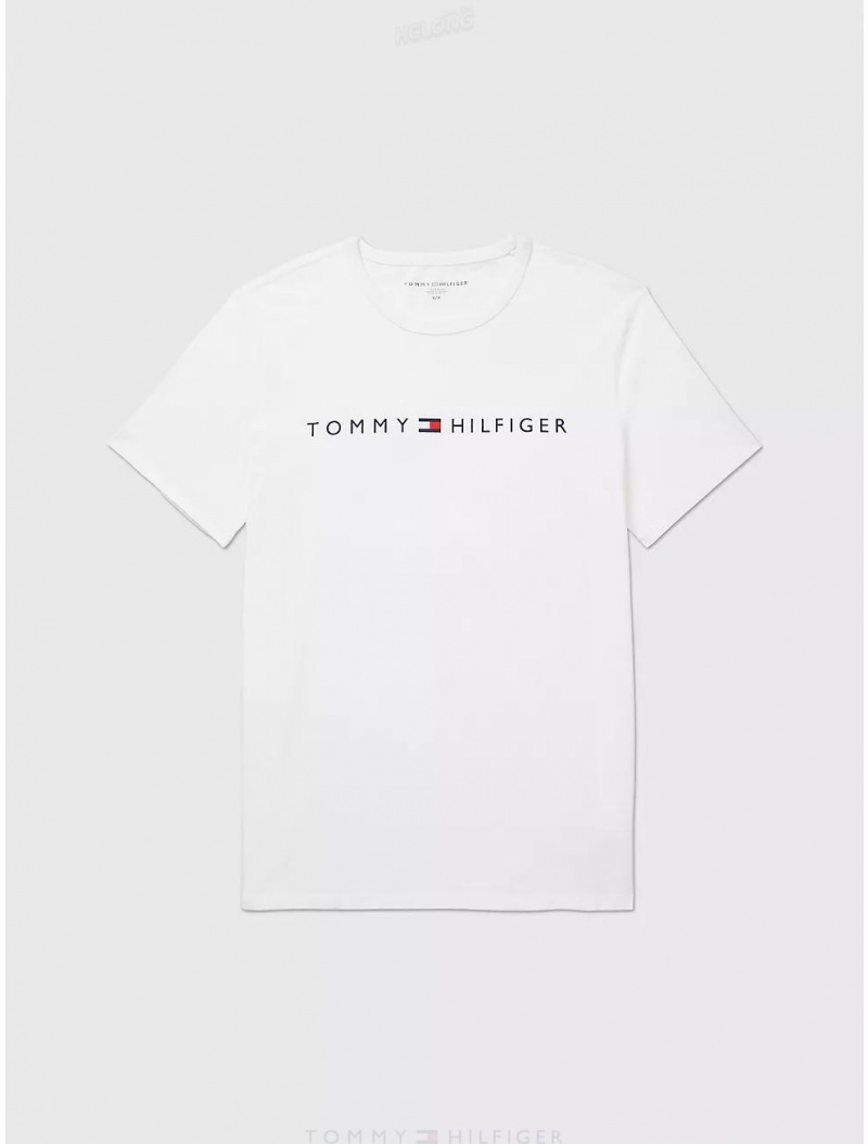 Tommy Hilfiger Sensory Logo T-Shirt Tops Bright White | 1694-OVXHQ