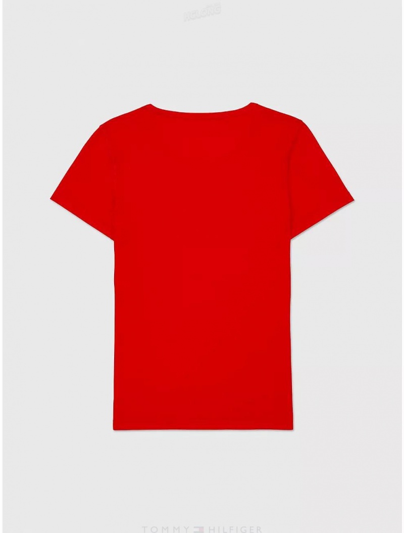 Tommy Hilfiger Sensory Skinny T-Shirt Tops Blush Red | 5826-ZTEJR