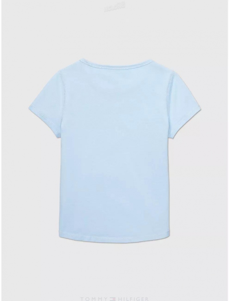 Tommy Hilfiger Sensory Solid Knit T-Shirt Tops Chambray Sky | 6981-FEUQH