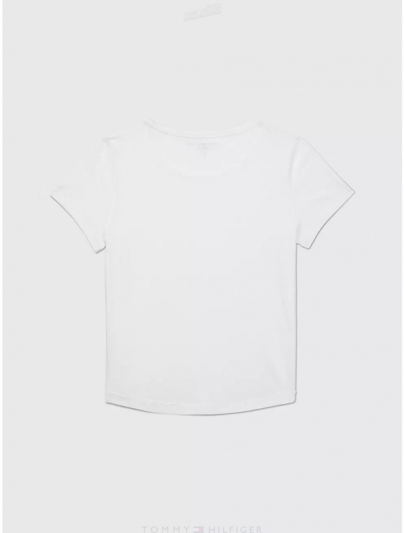 Tommy Hilfiger Sensory Solid Knit T-Shirt Tops Fresh White | 3658-IPDKX