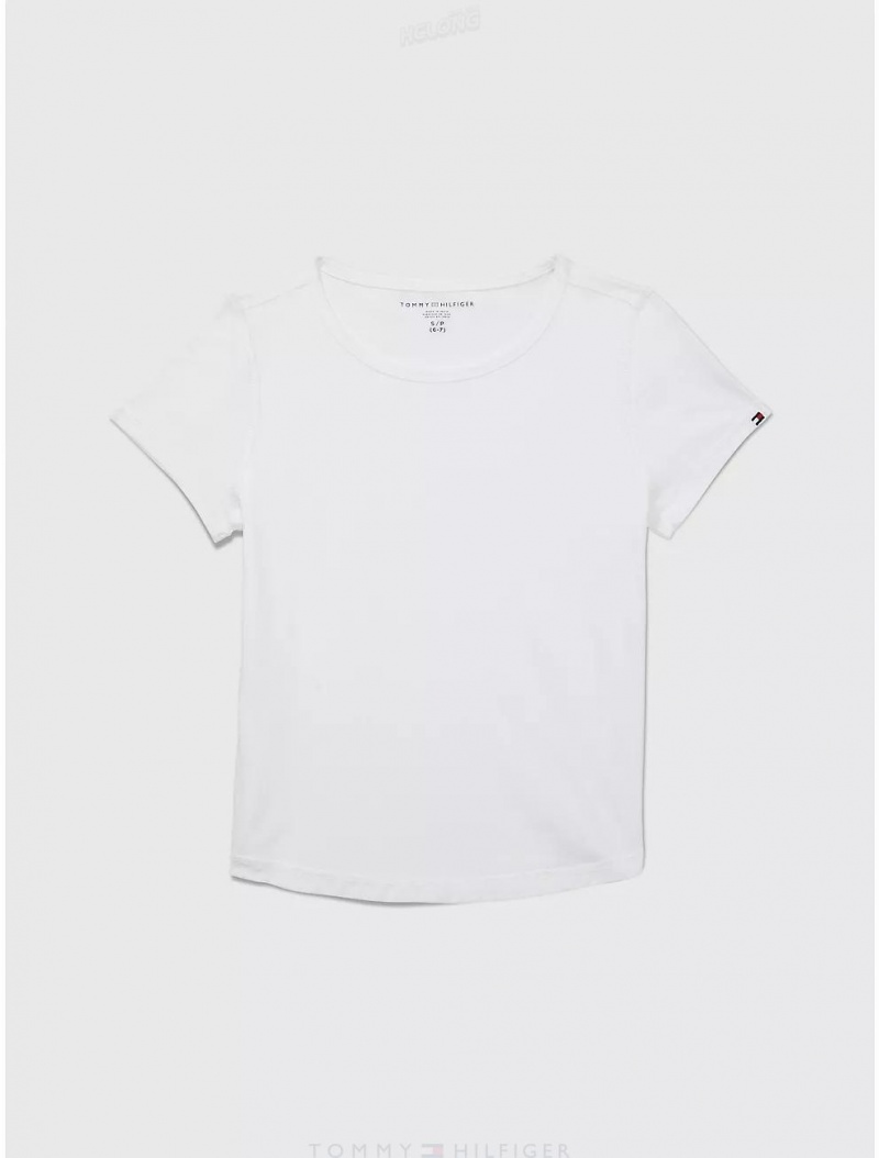 Tommy Hilfiger Sensory Solid Knit T-Shirt Tops Fresh White | 3658-IPDKX