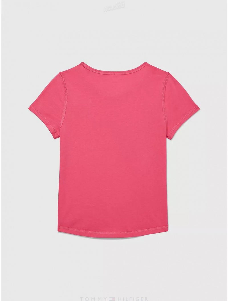 Tommy Hilfiger Sensory Solid Knit T-Shirt Tops Coral Berry | 6248-FRMWS