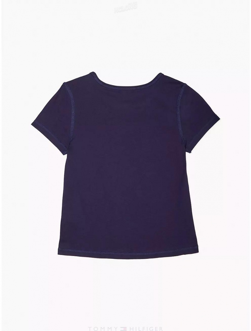 Tommy Hilfiger Sensory TH T-Shirt Tops Evening Blue | 2541-ENZYK