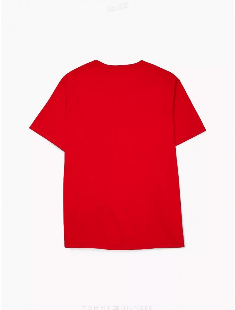 Tommy Hilfiger Sensory Tommy Jeans T-Shirt Tops Blush Red | 0765-LNXVK