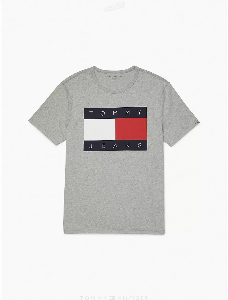 Tommy Hilfiger Sensory Tommy Jeans T-Shirt Tops B10 Grey Heather | 7169-ULZBV