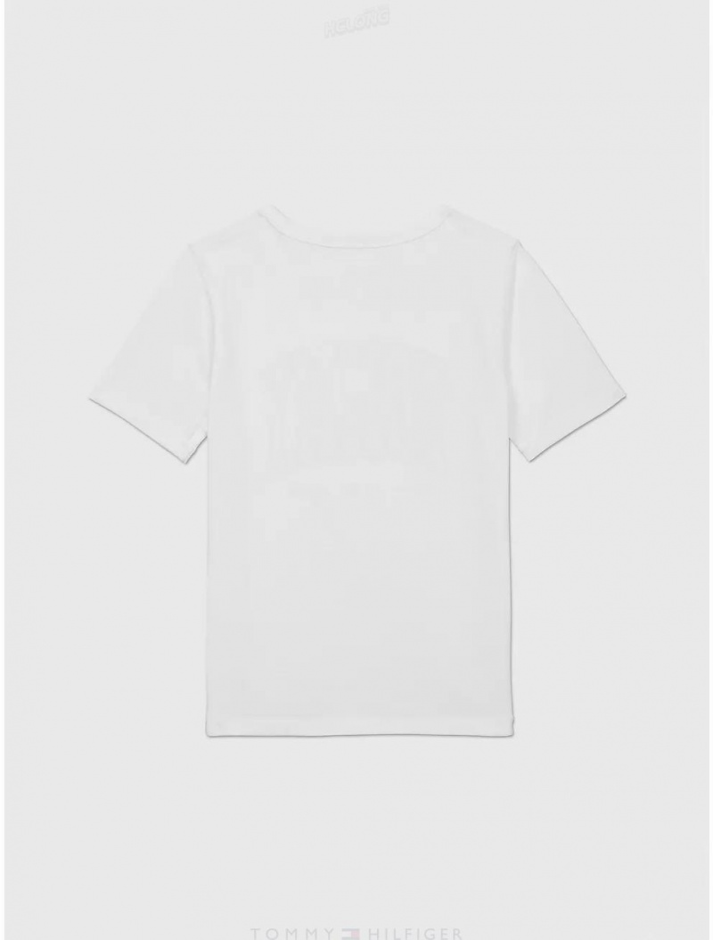 Tommy Hilfiger Sensory Varsity T-Shirt Tops Fresh White | 3601-XTBSR