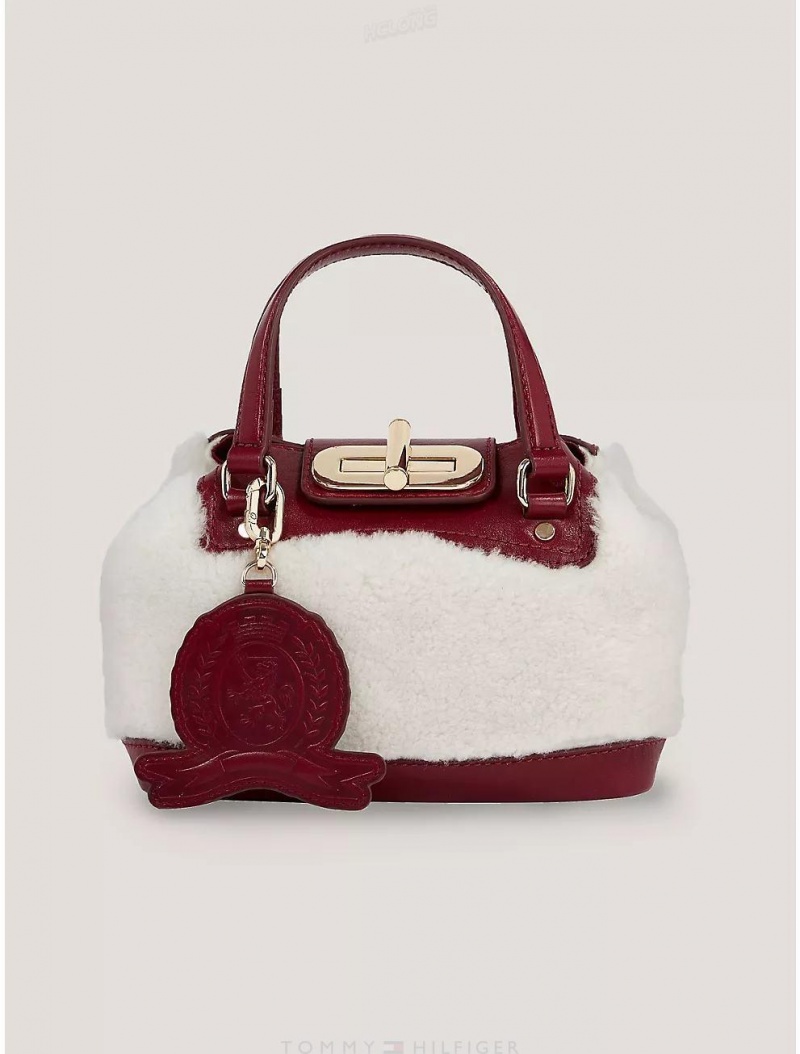 Tommy Hilfiger Shearling Mini Duffle Bags Shearling / Rouge | 1274-SZRQV