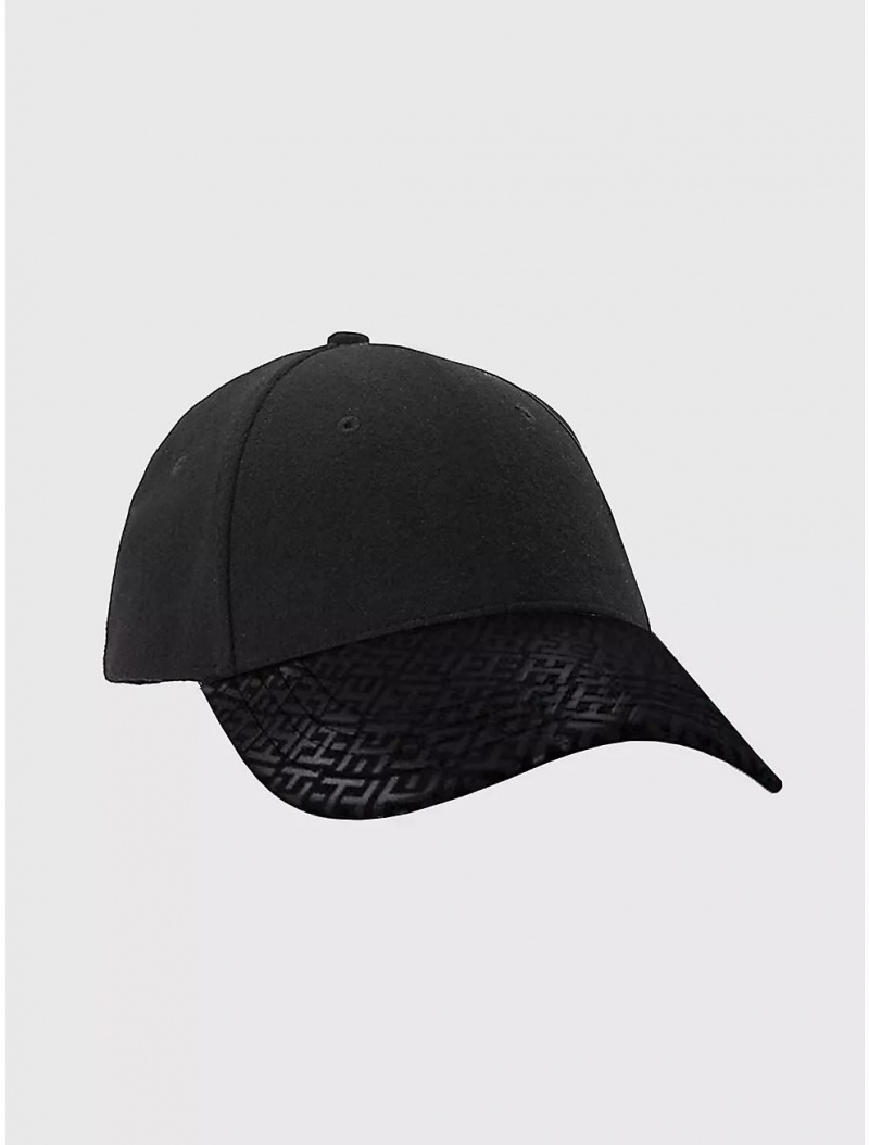 Tommy Hilfiger Signature Baseball Cap Hats Th Deep Black | 8265-VBMGJ