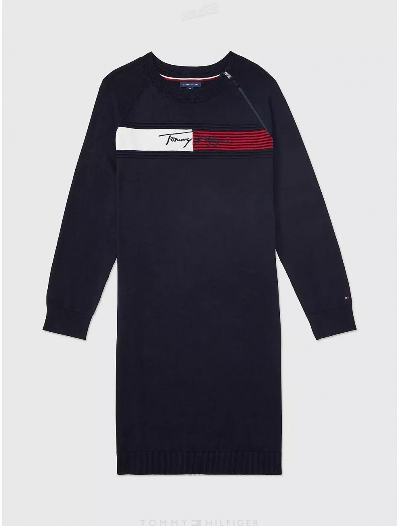 Tommy Hilfiger Signature Dress Dresses & Skirts Desert Sky | 7210-UNSPC