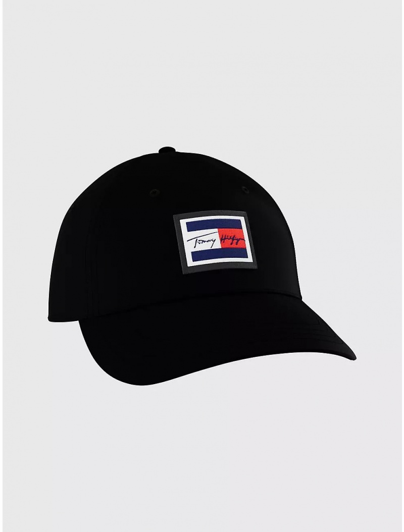 Tommy Hilfiger Signature Flag Cap Hats Th Deep Black | 9258-XUTWS