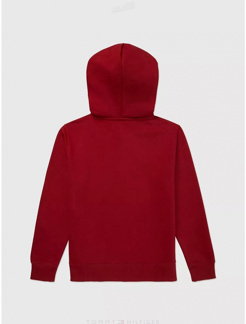 Tommy Hilfiger Signature Hoodie Tops Regatta Red | 7619-UGJEC